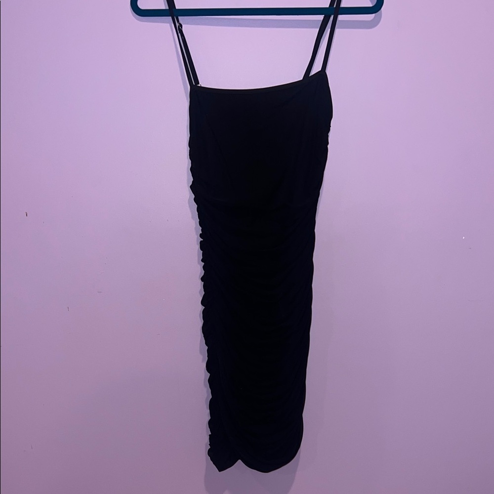 Elegant Black Ruched Dress